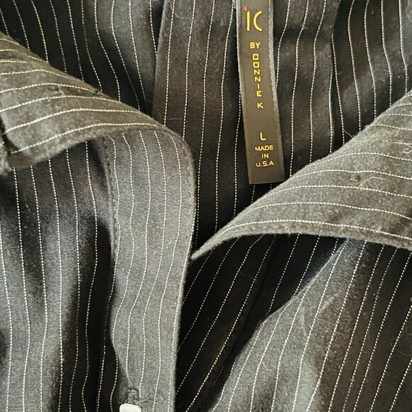 IC by Connie K Navy Blue Striped Tunic Blouse - Picture 5 of 5